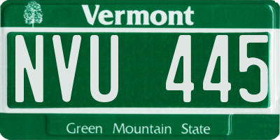 VT license plate NVU445