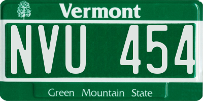 VT license plate NVU454