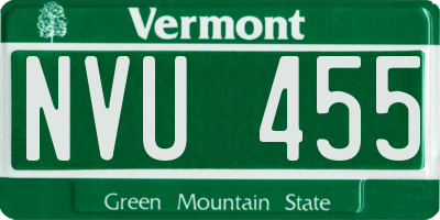 VT license plate NVU455
