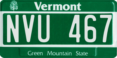 VT license plate NVU467