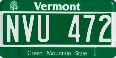 VT license plate NVU472