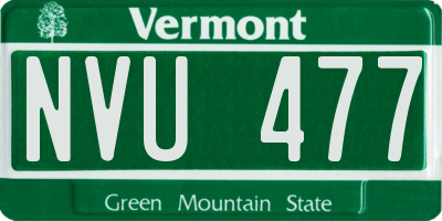 VT license plate NVU477