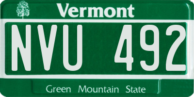 VT license plate NVU492