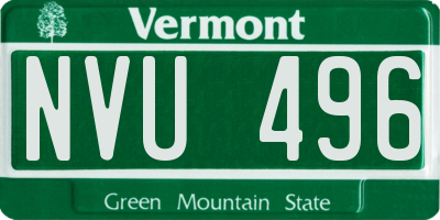 VT license plate NVU496