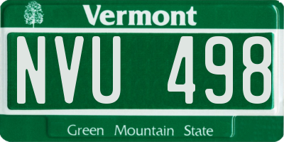 VT license plate NVU498