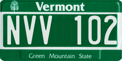 VT license plate NVV102