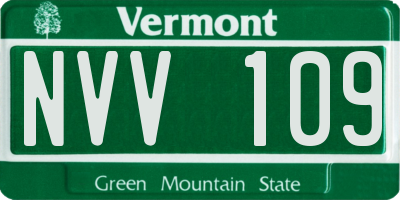 VT license plate NVV109
