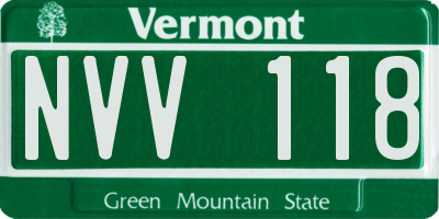 VT license plate NVV118