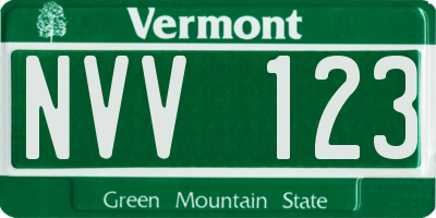 VT license plate NVV123