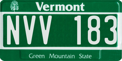 VT license plate NVV183