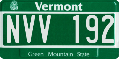 VT license plate NVV192