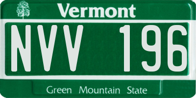 VT license plate NVV196