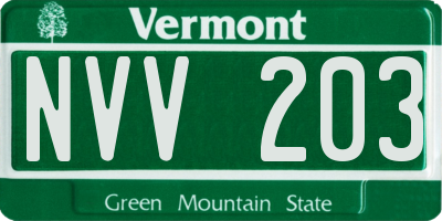VT license plate NVV203