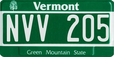 VT license plate NVV205