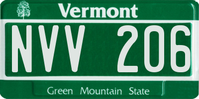VT license plate NVV206