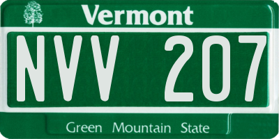 VT license plate NVV207