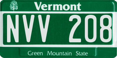 VT license plate NVV208