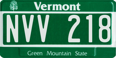 VT license plate NVV218