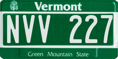 VT license plate NVV227