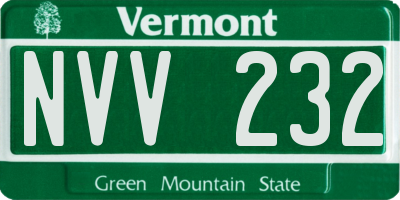 VT license plate NVV232