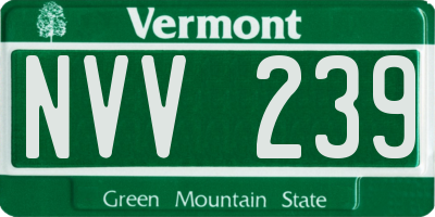 VT license plate NVV239