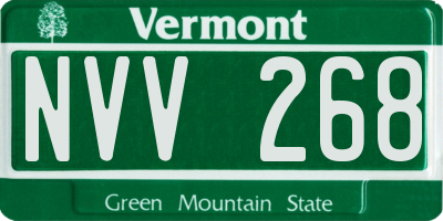 VT license plate NVV268