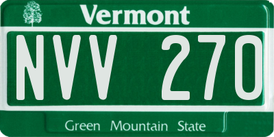 VT license plate NVV270
