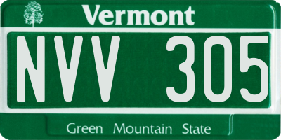 VT license plate NVV305