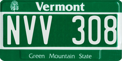VT license plate NVV308