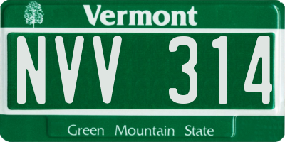 VT license plate NVV314