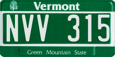 VT license plate NVV315