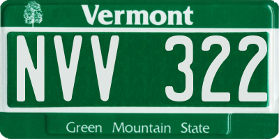 VT license plate NVV322