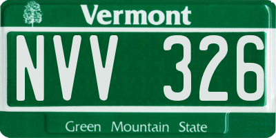 VT license plate NVV326