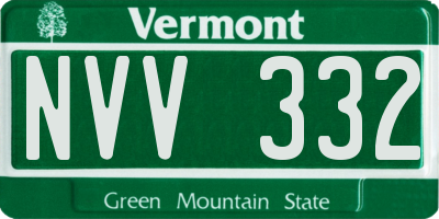 VT license plate NVV332