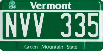 VT license plate NVV335