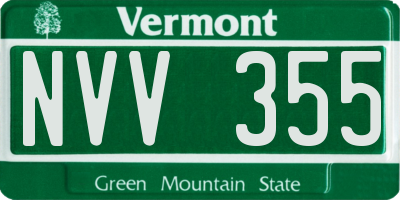 VT license plate NVV355