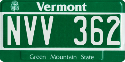 VT license plate NVV362