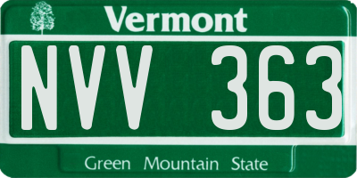 VT license plate NVV363