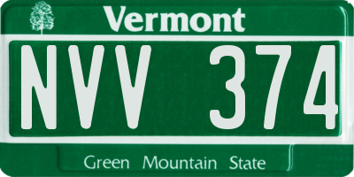 VT license plate NVV374