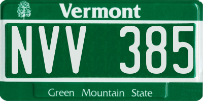 VT license plate NVV385