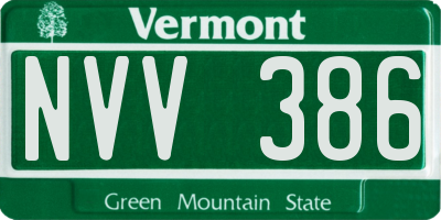 VT license plate NVV386