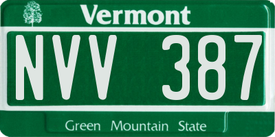 VT license plate NVV387