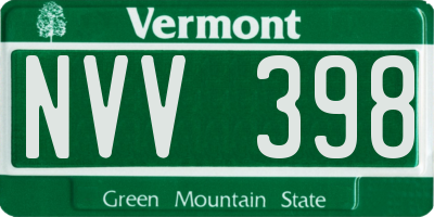 VT license plate NVV398