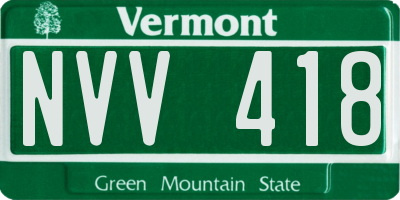 VT license plate NVV418