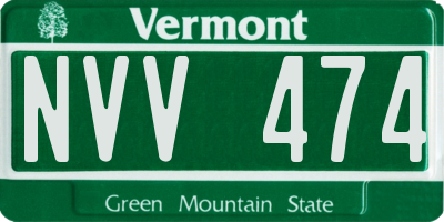 VT license plate NVV474