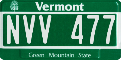 VT license plate NVV477