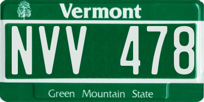 VT license plate NVV478