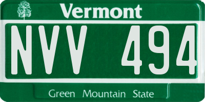 VT license plate NVV494