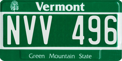 VT license plate NVV496