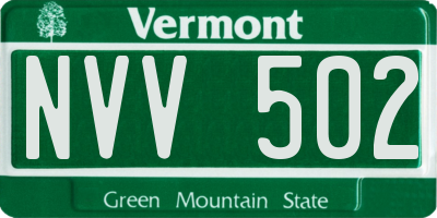 VT license plate NVV502